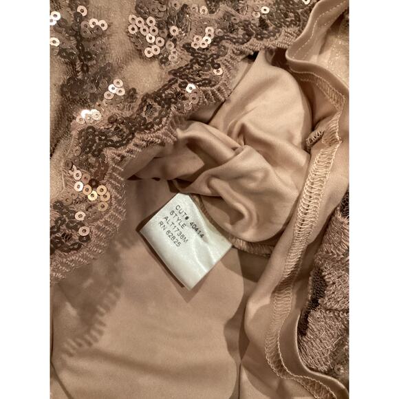 Tadashi Shoji Lace 3/4 Sleeve V-Neck Paillette Sequin Embroidered midi Dress - Picture 6 of 12